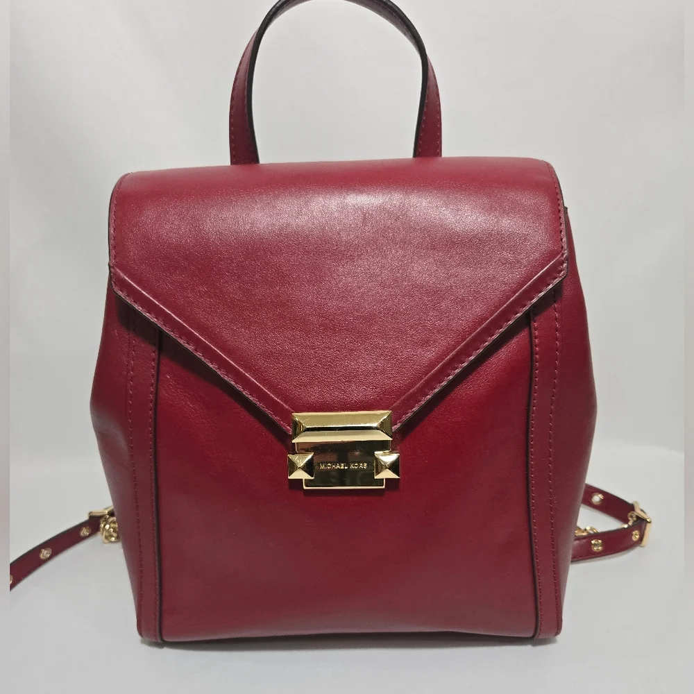 Michael Michael Kors Whitney Maroon MD Backpack Leather Purse